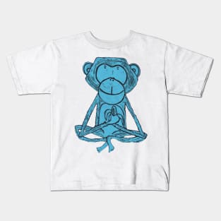 Monkey, Cheeky Monkey, blue on orange. Kids T-Shirt